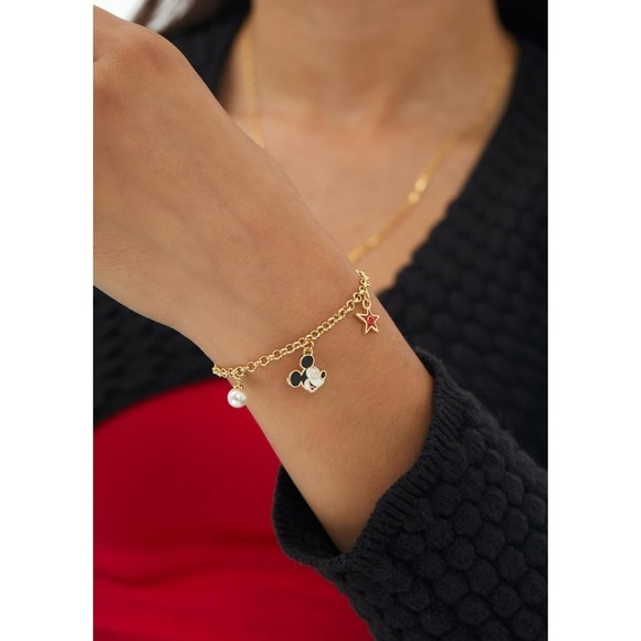 Disney 100 Womens Mickey Charm Bracelet 6.5" Official License  LE Bracelet - Picture 2 of 6